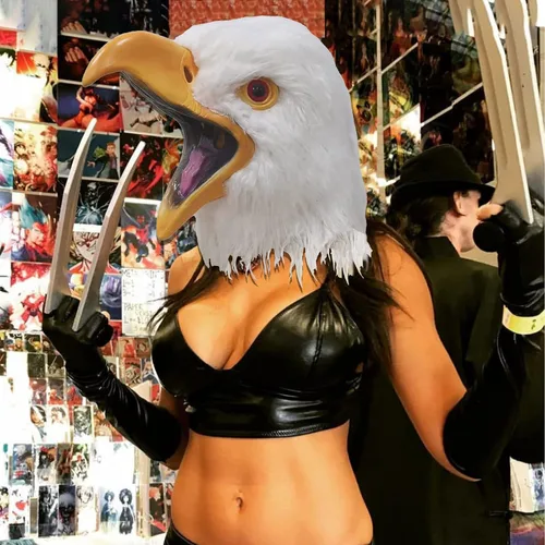 Vista 6 de Halford Eagle Mask, Closed Open Mouth White Eagle Head Mask, Novelty Latex Hawk Face Masks for Party Props