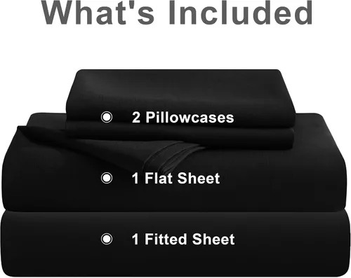 Vista 2 de Juego de sábanas de 4 piezas, sábanas para cama tamaño Queen, rayón derivado del bambú, ropa de cama refrescante y transpirable para personas que