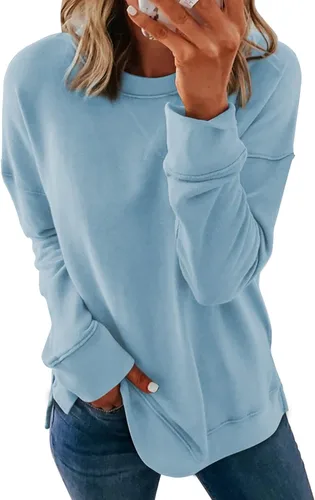 Vista 17 de Dokotoo Women's Casual Crew Neck Sweatshirt Loose Long Sleeve Pullover Tops Jade (Moonlight Jade)
