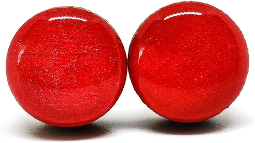 Vista 24 de Juego de Aretes de Tuercas, Brillo, 10 mm, Tuercas Redondas para Mujeres, Niñas y Hombres, Hecho a Mano, Postes de Acero Inoxidable para Orejas