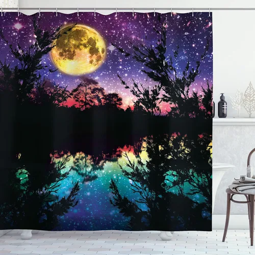 Vista 12 de Cortina de poliéster para regadera Ambesonne Decor Collection Verde azulado