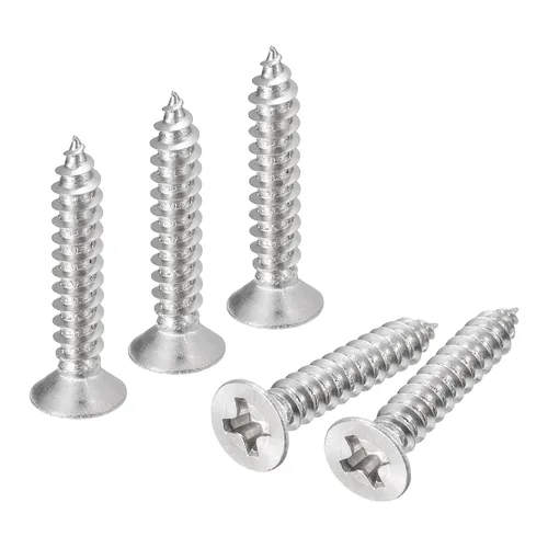 Vista 13 de uxcell Tornillos de chapa metálica de cabeza plana #6x1, 50 tornillos de madera Phillips Drive Tornillos de acero inoxidable 304 Autoperforantes