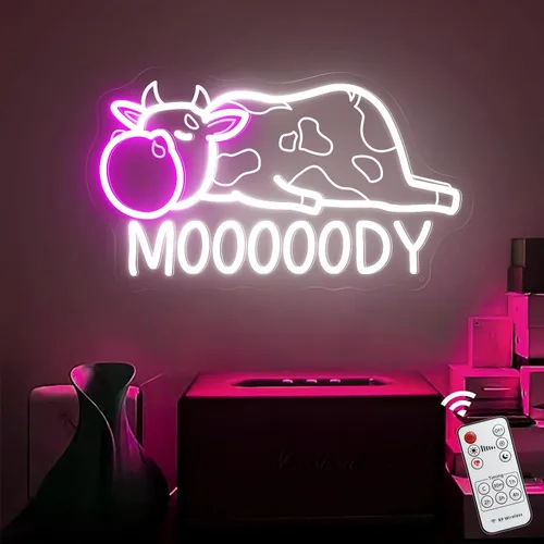 Vista 13 de Texas Bull - Letrero de neón para pared, atenuador remoto rojo del oeste de Texas Bull Skull LED de neón, lámpara de vaca toro alimentada por USB