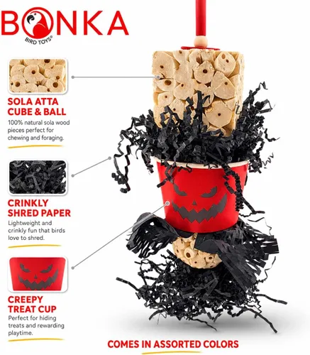 Vista 5 de Bonka Bird Toys 971 Sola Cube Creep Halloween Parrot Chew Forage Toy