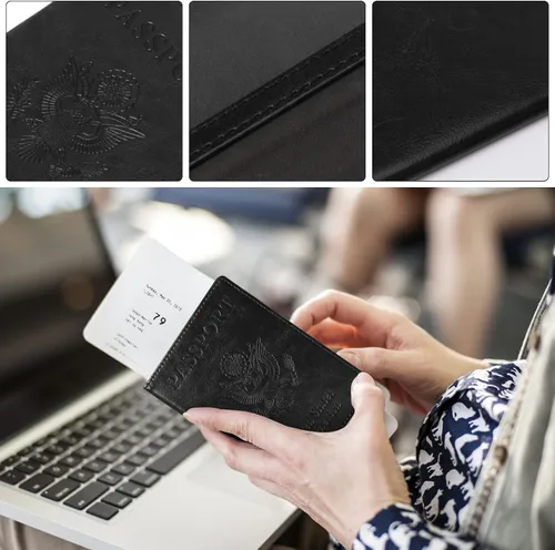 Vista 4 de TIGARI Fundas para pasaporte para pasaporte, fundas para pasaporte y vacuna, tarjetas combinadas, estuche ultra delgado para pasaporte para mujeres
