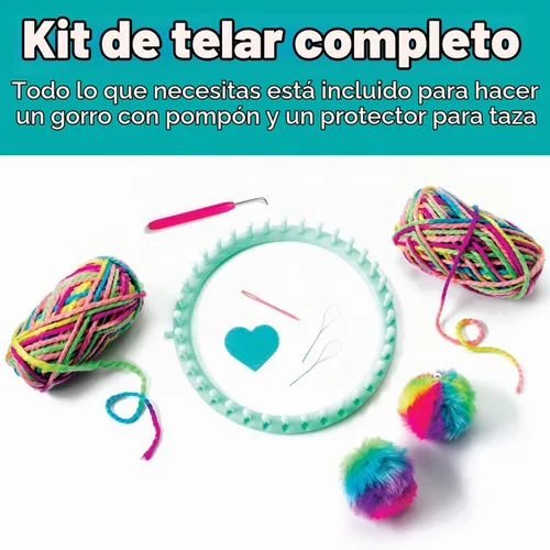 Vista 3 de Creativity for Kids Kit de telar de punto rápido Aprende a tejer un sombrero colorido o funda con un telar fácil Relajante manualidades
