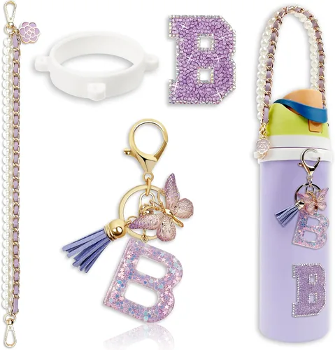 Vista 66 de Letter Handle Strap Accessories with Cute Initial Charm Compatible with Owala Water Bottle 24oz 32oz 40oz Owala Kids