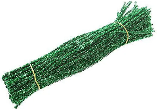 Vista 2 de 100 limpiadores de tuberías de felpilla con purpurina de 12 pulgadas (verde)