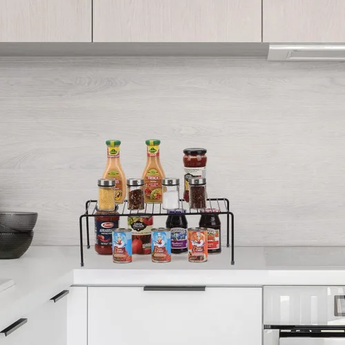 Vista 3 de Estante grande de almacenamiento para gabinete (16.1 x 10.2 pulgadas), organizador de encimera de cocina, refrigerador y estante de almacenamiento