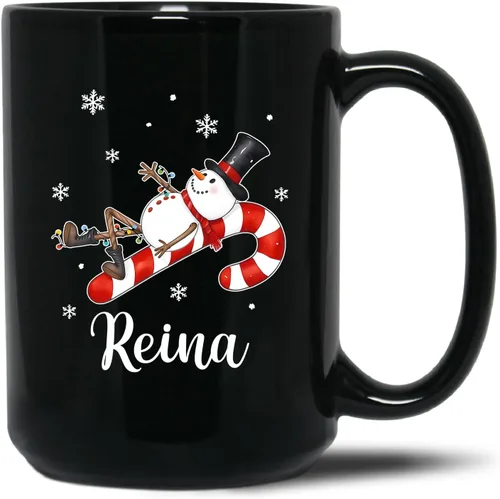 Vista 10 de Taza personalizada con nombre, diseño de muñeco de nieve con nombre, tazas de café de Navidad de muñeco de nieve, regalos personalizados para árbol