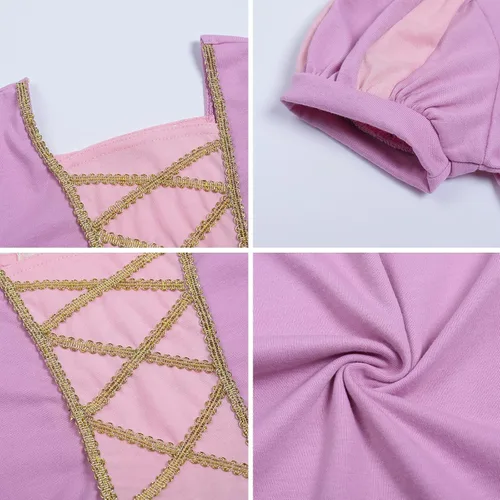 Vista 6 de Vestido de princesa morado para niñas, disfraz de princesa enredado con corona, vestido de cumpleaños, Halloween, carnaval, Navidad, cosplay