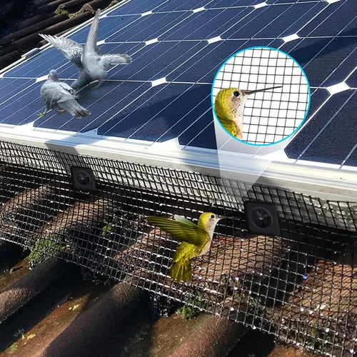 Vista 8 de Panel solar de malla para pájaros, 70 sujetadores de aluminio de 8 pulgadas x 102 pies, panel solar para criaturas separadas, palomas, etc.