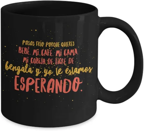 Vista 2 de Taza de Cafe Esperando Vaso, taza café divertidas, tazas personalizadas, coffee mug inspiradoras, taza con mensajes positivos.