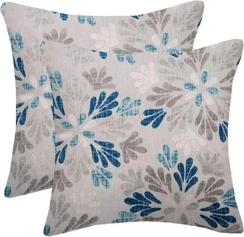 Vista 22 de Juego de 2 fundas de almohada negras y grises de 40 x 40 cm, geométricas, florales, decorativas para exteriores, fundas de almohada estilo granja