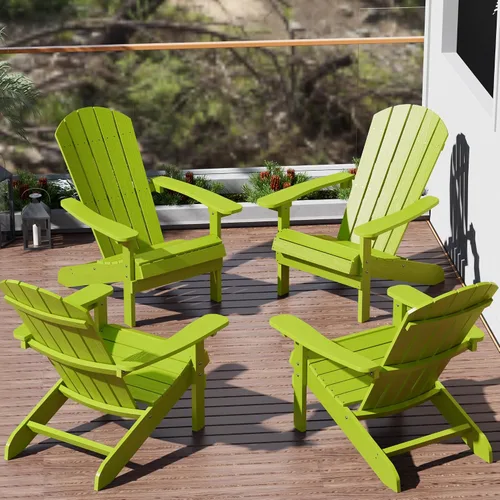 Vista 58 de YEFU Silla Adirondack de plástico resistente a la intemperie, sillas de patio con instalación fácil en 5 pasos, se ve exactamente como madera real