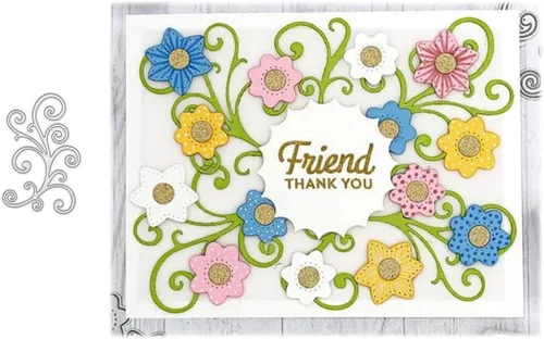 Vista 7 de Troqueles para álbumes de recortes, troqueles de corte de metal con marco rectangular para hacer tarjetas, plantilla de perforación de manualidades