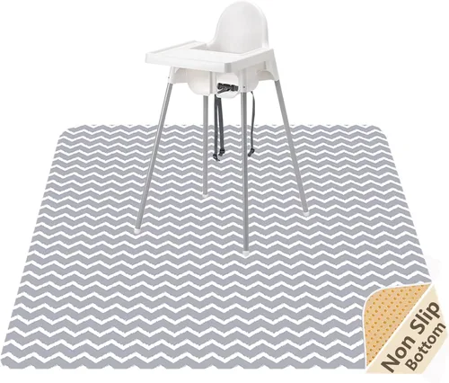 Vista 10 de Tapete de salpicaduras para bebé debajo de la silla alta, tapete de salpicaduras de 51 x 51 pulgadas, tapete impermeable y lavable, protector