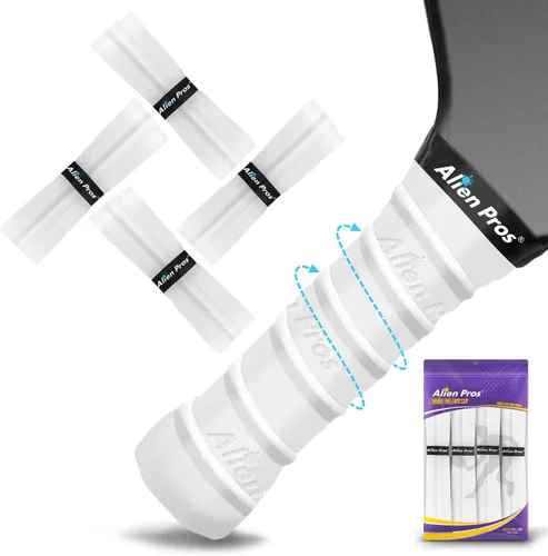 Vista 10 de ALIEN PROS Pickleball Overgrip (paquete de 4) con crestas para un mejor control de agarre, cinta de agarre de pickleball precortada y seca al tacto