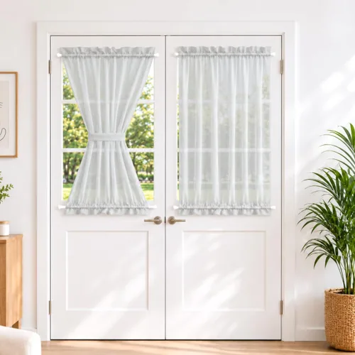 Vista 23 de Aquazolax - Cortinas transparentes para puerta y ventana gris - Cortinas con bolsillo para barra de 25 x 40 pulgadas para puertas de cristal