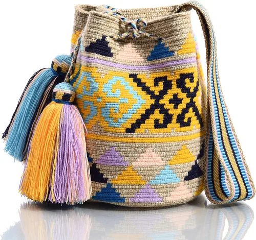 Vista 2 de WYOU Designer Collection, Handwoven Hobo Bucket Bag in Wayuu Crochet
