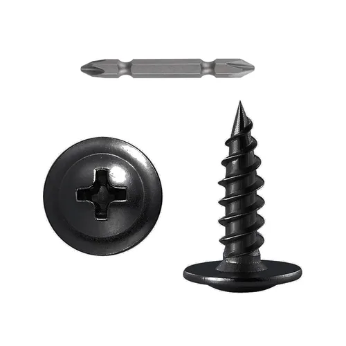 Vista 12 de Tornillos WenSilon #4×1" de cabeza de armadura Phillips para madera con galvanizado negro, autorroscantes para metal rápido.