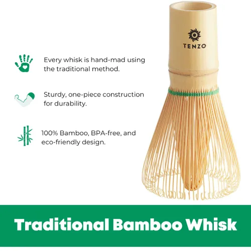 Vista 7 de Tenzo Matcha - Polvo de té verde BetterBoost (1.06 onzas) con batidor de bambú de 100 puntas
