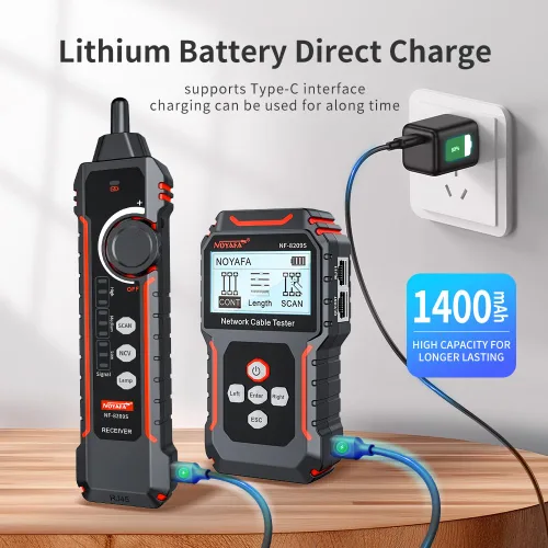 Vista 6 de NOYAFA NF-8209S Probador de Cables de Red Avanzado Actualizado con PoE y NCV, Prueba de Longitud de Cable, Parpadeo de Puerto, Rastreador de Cables