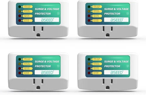 Vista 7 de BSEED Protector de sobretensiones de salida única para refrigerador, protector de voltaje con indicadores de luz para TV, PC, lavadora y otros