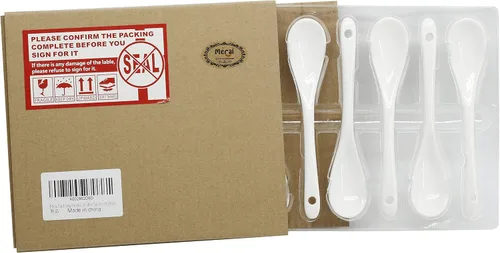 Vista 3 de Mecai - Cucharas de huevo de porcelana blanca, 5 pulgadas, juego de 6 Para el postre, para el café, para el té