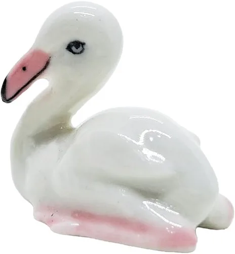 Vista 10 de WitnyStore Pequeña figura de pájaro flamenco de pie rosa y blanco de 1 pulgada de alto, hecha a mano, pájaros de cerámica, animales coloridos