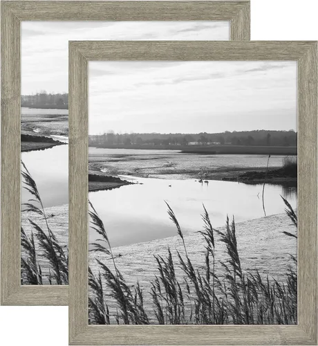 Vista 2 de MCS - Marco para póster con estilo de museo, en madera de granero, de 16 x 20 pulgadas, 2 unidades Barnwood