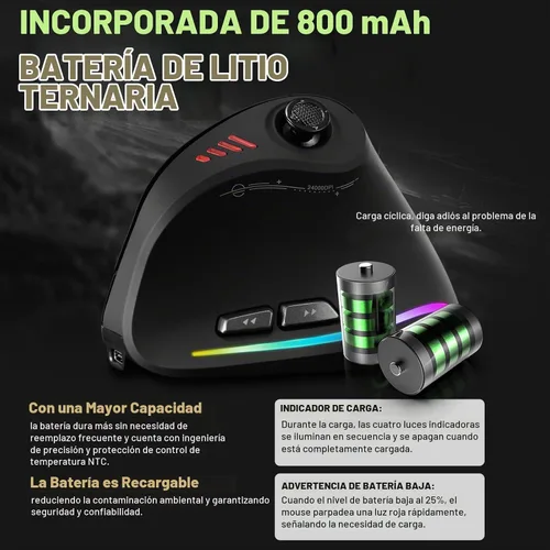 Vista 6 de Ratón Gaming con 5 D Rocker, Ratón Vertical Inalámbrico con [24000 DPI] [12 Botones Programables], Ratón de Ordenador para Negro