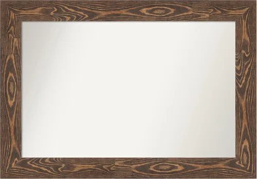 Vista 129 de Amanti Art Espejo de baño marrón para sobre fregadero, 26 x 26 pulgadas, espejo de tocador cuadrado marrón rústico Alexandria, marco de madera