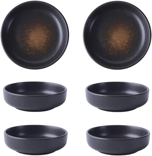 Vista 3 de Colias Wing - Juego de 6 tazones de porcelana de diseño elegante y estilo simple de un solo color, tazones para condimentos, tazones para salsa