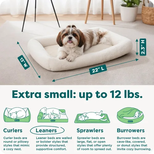 Vista 3 de FurHaven Cama para perros y gatos extra pequeños, almohadilla con base de apoyo suave para transportadores y perreras, lavable a máquina, extra Crema