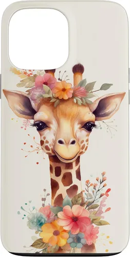 Vista 24 de Cute Giraffe with Flowers Giraffe Floral Case for iPhone 17