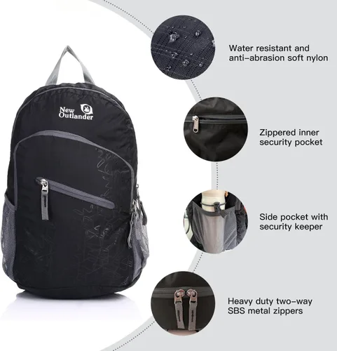 Vista 3 de Mochila duradera y ligera de 5.3 galones/8.7 galones para viajes y senderismo.