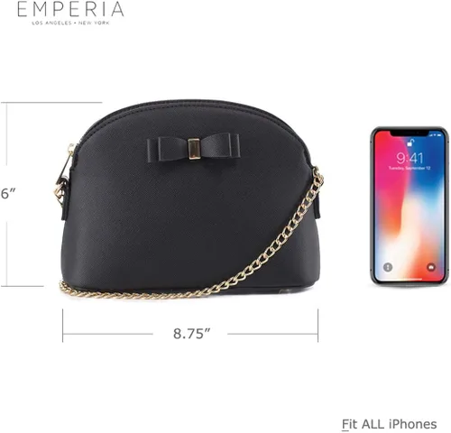 Vista 2 de Emperia AvaEva - Bolso cruzado de piel sintética para mujer, bolsas para hombros, bolso Saffiano miniatura estilo domo