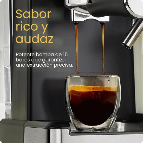 Vista 3 de Chefman CaféMaster Pro - Máquina de café expreso, prepara shots individuales o dobles, cafetera con espumador de leche integrado para capuchino