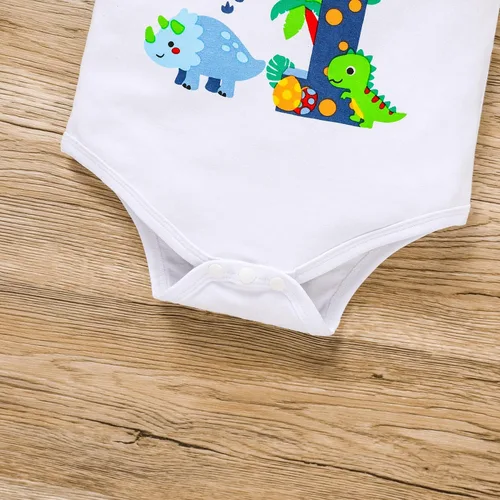 Vista 5 de Conjunto de ropa de manga corta con tirantes ajustables en la espalda en Y para bebés y niños
