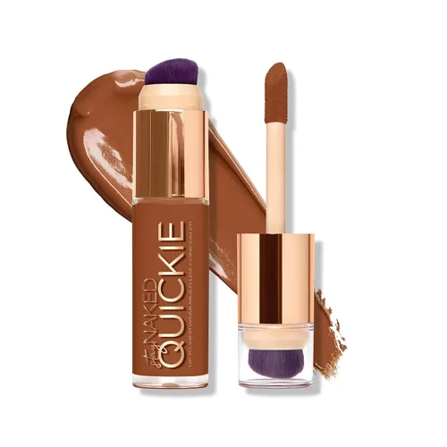 Vista 21 de Urban Decay Quickie Corrector impermeable de cobertura completa 24 horas, acabado mate natural, vitamina E hidratante, cepillo de pulido de doble
