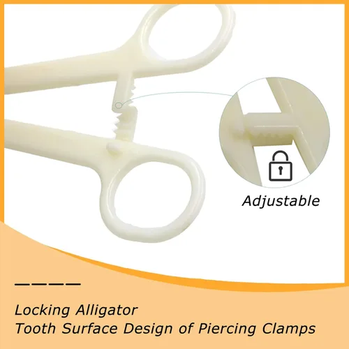Vista 4 de 16 pinzas de plástico desechables, 4 tipos de abrazaderas de tabique, kit para piercing de oreja, nariz, pezón, lengua, para todos los piercings