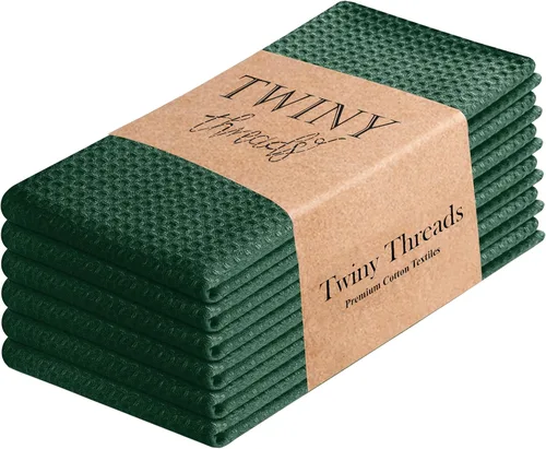 Vista 50 de TWINY threads Juego de toallas de cocina con diseño de diamante, 100% algodón, trapos grandes y trapos de lavado, absorbentes de secado rápido