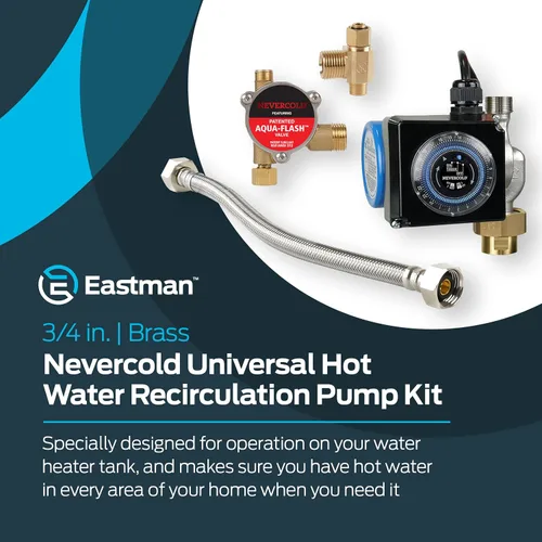Vista 2 de Eastman Kit universal de bomba de recirculación de agua caliente Nevercold de 3/4 pulgadas, latón, 70600