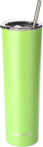 Vista 6 de Ezprogear - Vaso estrecho de acero inoxidable, térmico y aislado al vacío, con popote Aislamiento al vacío, con pajita, diseño delgado, taza