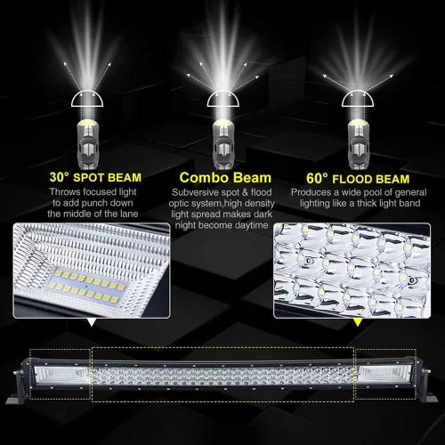 Vista 3 de Willpower - Barra de luz LED curvada de 42 pulgadas 540 W de triple fila para Jeep Truck Car ATV SUV 4X4 4WD Camión conducción lámpara