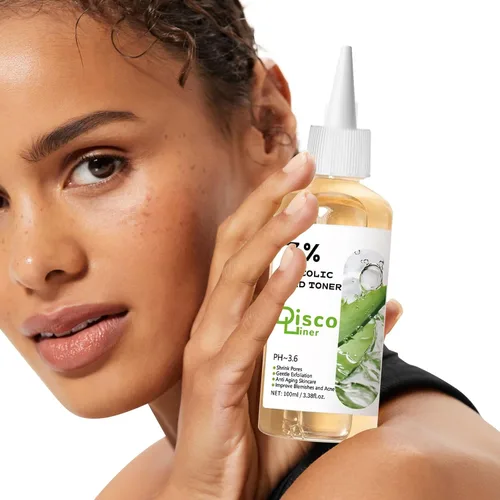 Vista 7 de Tónico exfoliante de ácido glicólico al 7%, tóner facial hidratante, piel suave y brillante, tono de piel uniforme, mejora la textura de la piel