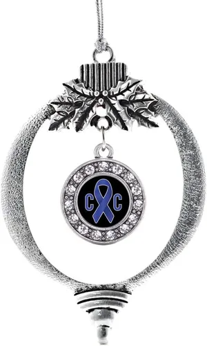Vista 129 de Inspired Silver - Adorno con dije de cara de carlino - Adornos navideños de círculo de plata con joyas de circonita cúbica
