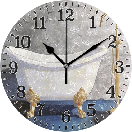 Vista 82 de JUNZAN Reloj de bañera con vino romántico espumoso y velas, reloj de pared silencioso de 10 pulgadas, pequeño reloj redondo, decoración de cocina