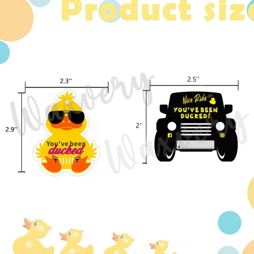 Vista 3 de Etiquetas de pato, You've Been Ducked, lindas etiquetas de pato amarillo y negro para automóvil, tarjeta de juego de patito de pato, tarjeta de pato